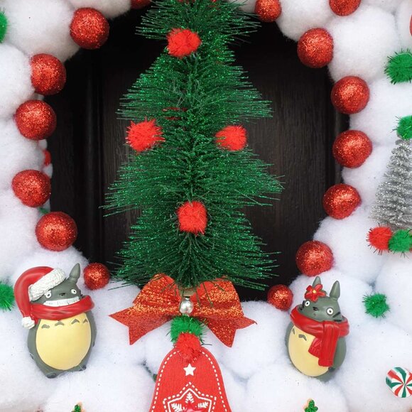 Totoro Wreath Mini Figurine Spirted Away Studio Ghibli Christmas Home Wall Decor - Picture 5 of 12
